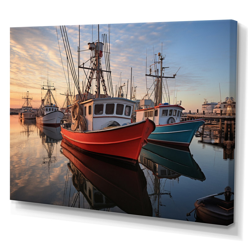 Port Portside Reflections - Nautical & Beach Wall Art Prints, Toile tendue, H 16 po x l 32 po x P 1 po