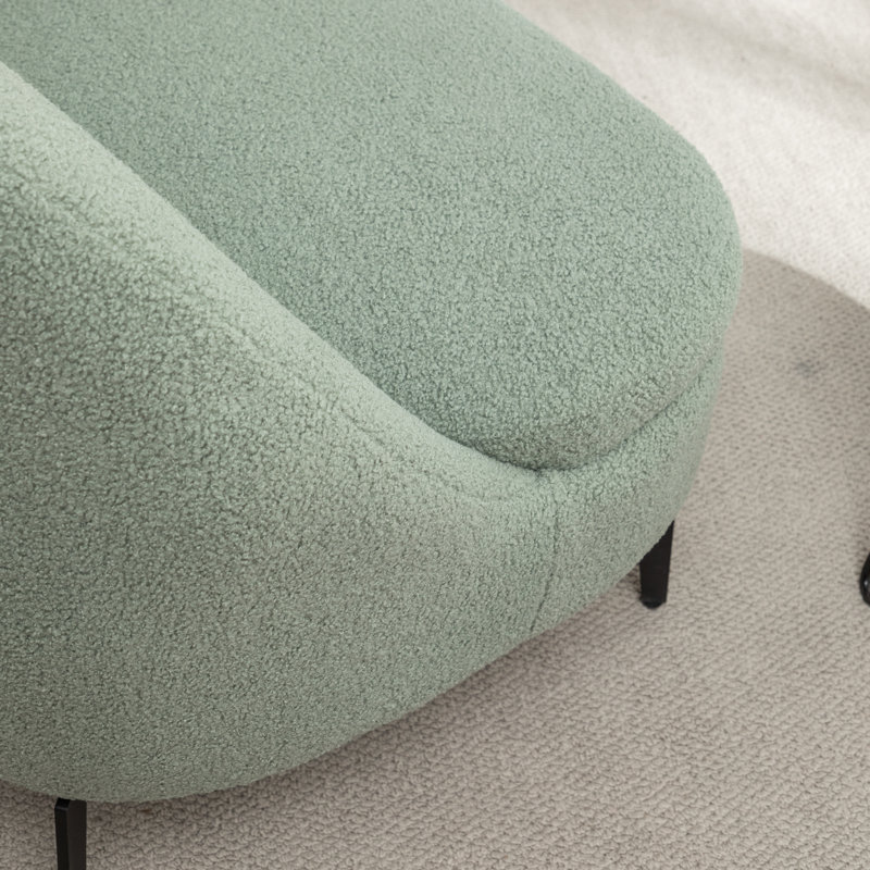 Fauteuil demi-tonneau rembourré Bula, Polyester vert