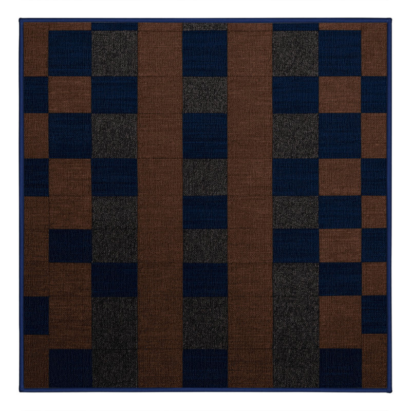 Tapis bleu à carreaux lavable à la machine, Carré 3 pi
