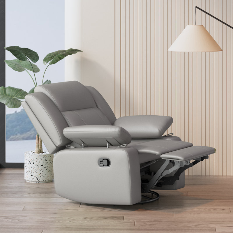 Fauteuil inclinable manuel berçant pivotant de 34 po de largeur avec accoudoirs réglables, Gris