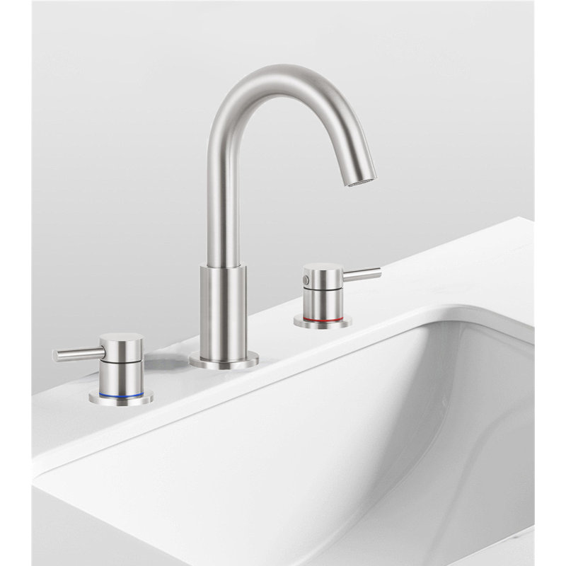 8-Inch Wide-Spread 3-Hole Bathroom Faucet With Pop-Up Drain, Gold