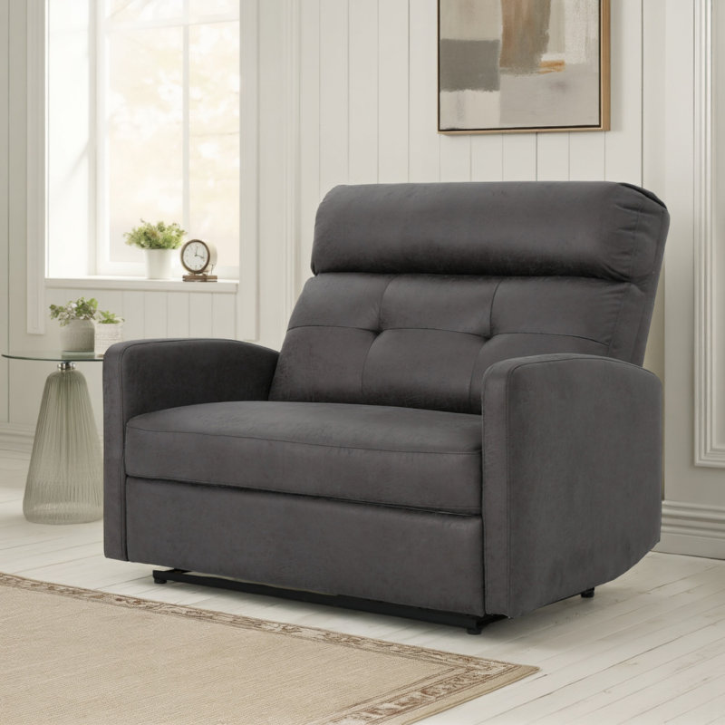 Fauteuil inclinable électrique, siège large surdimensionné, microfibre gris ardoise touffetée