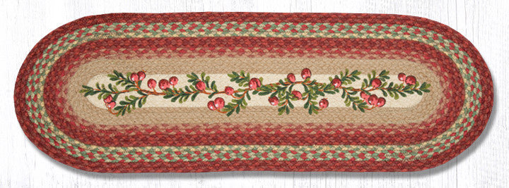  Cranberries Oval Table Runner, 13"x36"