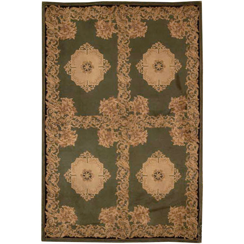 Hand-Knotted High-Quality Green Area Rug