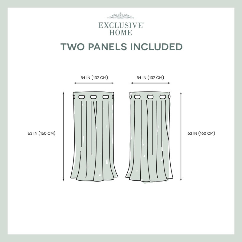 Paire de rideaux semi-transparents avec œillets Bellicent, Écume de mer, écume de mer, L 54 po x L 63 po