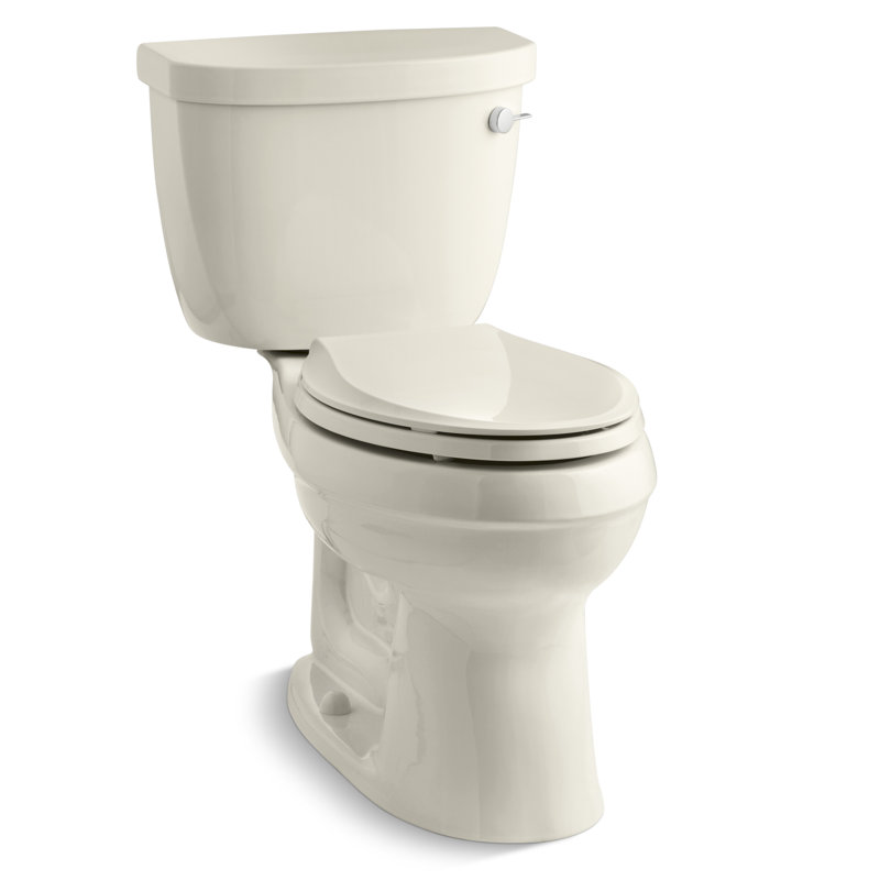 Cimarron Comfort Height Two-Piece Elongated 1.6 GPF Toilet with Aquapiston Flush Technology, Left-Hand Trip Lever and Tank Locks