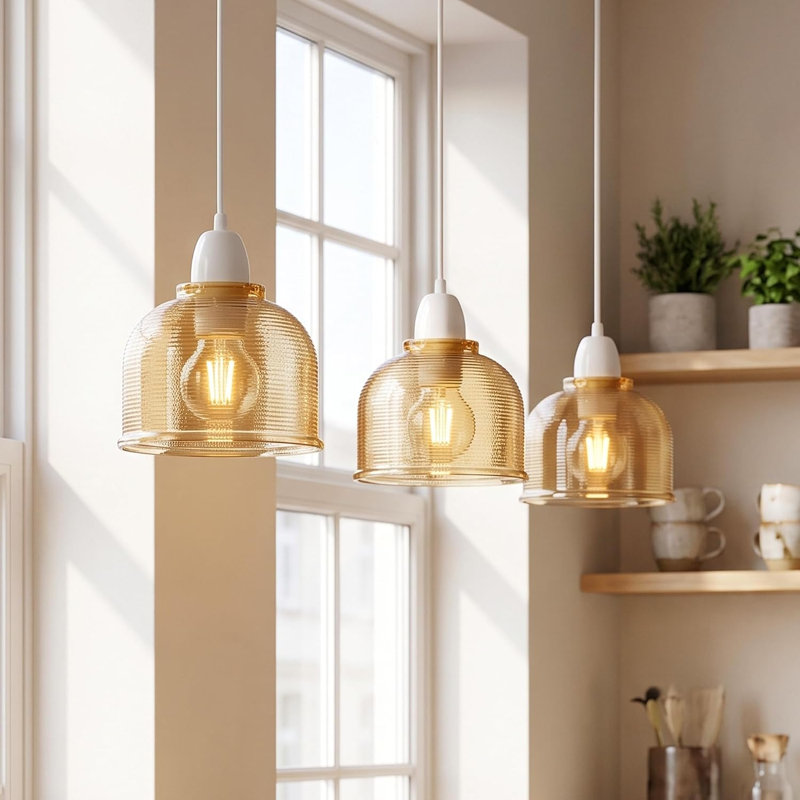 10 cm H Round Glass Lamp Shade, Amber