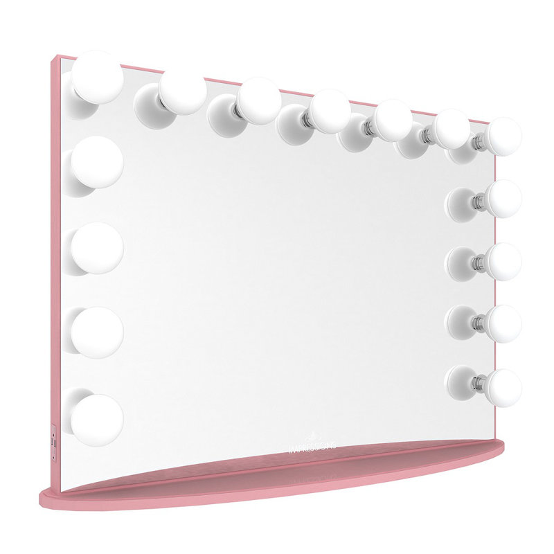 Miroir de maquillage mural lumineux pour table Hollywood Glow Pro, Rose clair