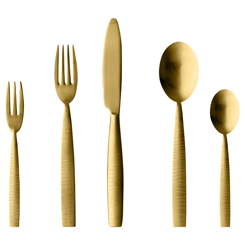 Tigre Flatware Set with Cake Forks - 30 Pieces - Ice Gold, Ice Gold