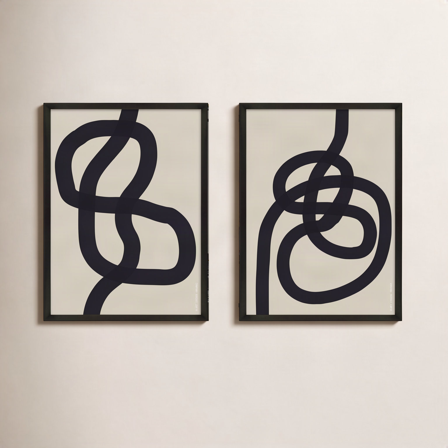Bombay "Intertwined" 2-Piece Print Set, Black Framed Paper, 50" H x 70" W x 1.25" D