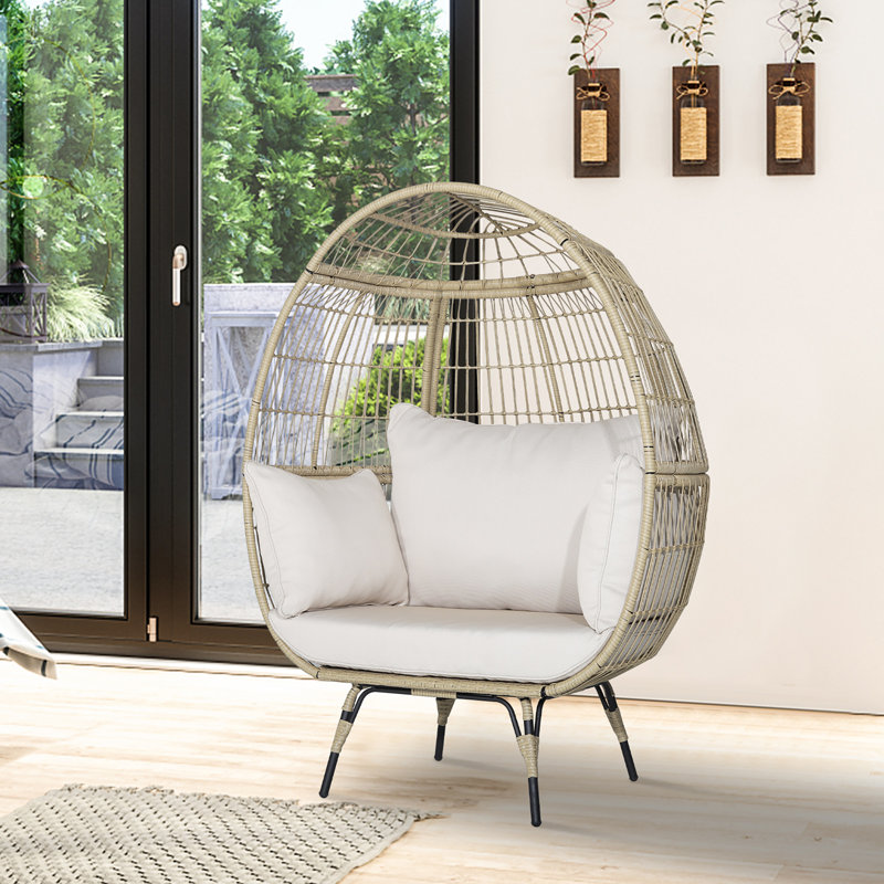 Fauteuil à œufs avec support Chanakya, Brun / beige