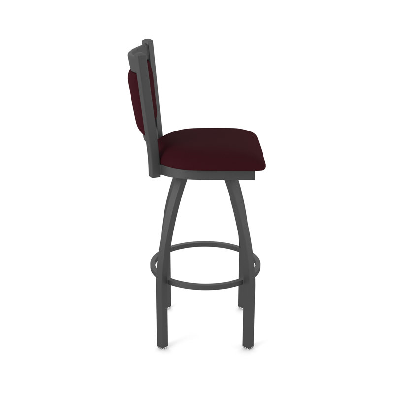 Hadleigh Swivel Stool, Counter Stool (25” Seat Height), Vinyl-Canter Bordeaux, Pewter