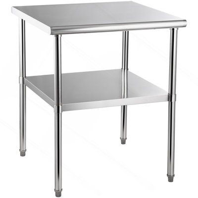 Stainless Steel Prep Table, 30 X 30 X 36 Inch, 800Lbs Load Capacity Heavy Duty Metal Worktable With Adjustable Undershelf & Feet, Commercial Workstation For Kitchen Garage Restaurant Backyard