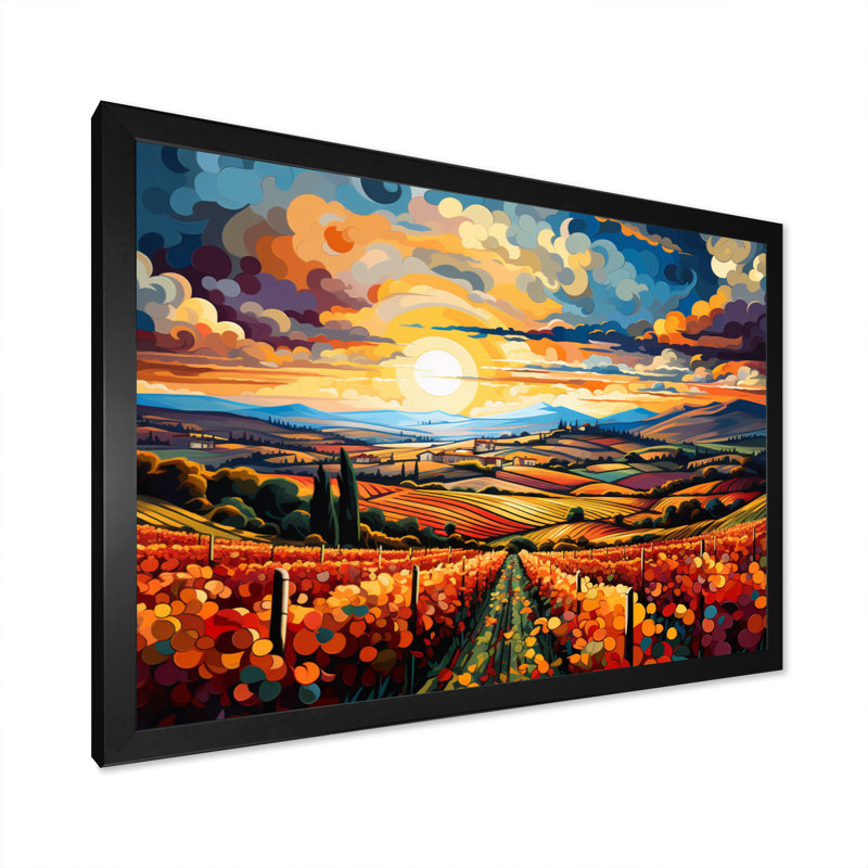 Marusja French Vineyard Symphony I - impression, Cadre simple noir, H 16 po x l 32 po x P 1 po