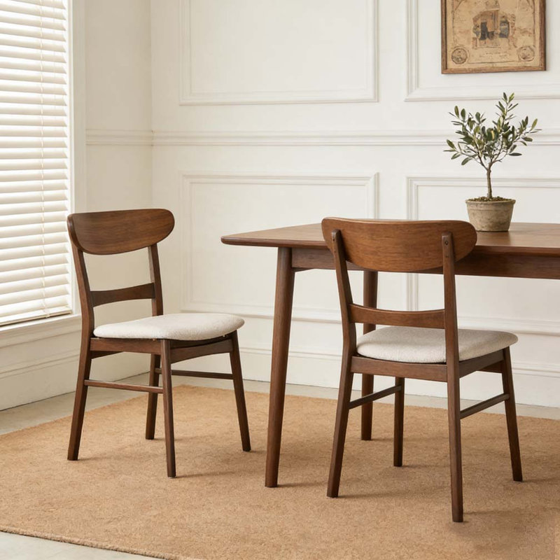 Chaise de salle à manger, Beige clair + brun foncé