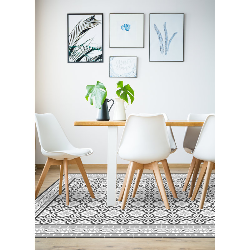 Elske Vinyl Machine Printed Area Rug, Rectangle 3'3.4" x 4'4.4"