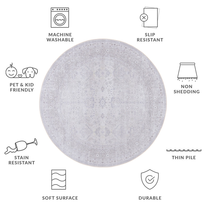 Tapis oriental mauve / beige Ally, Rond 6 pi