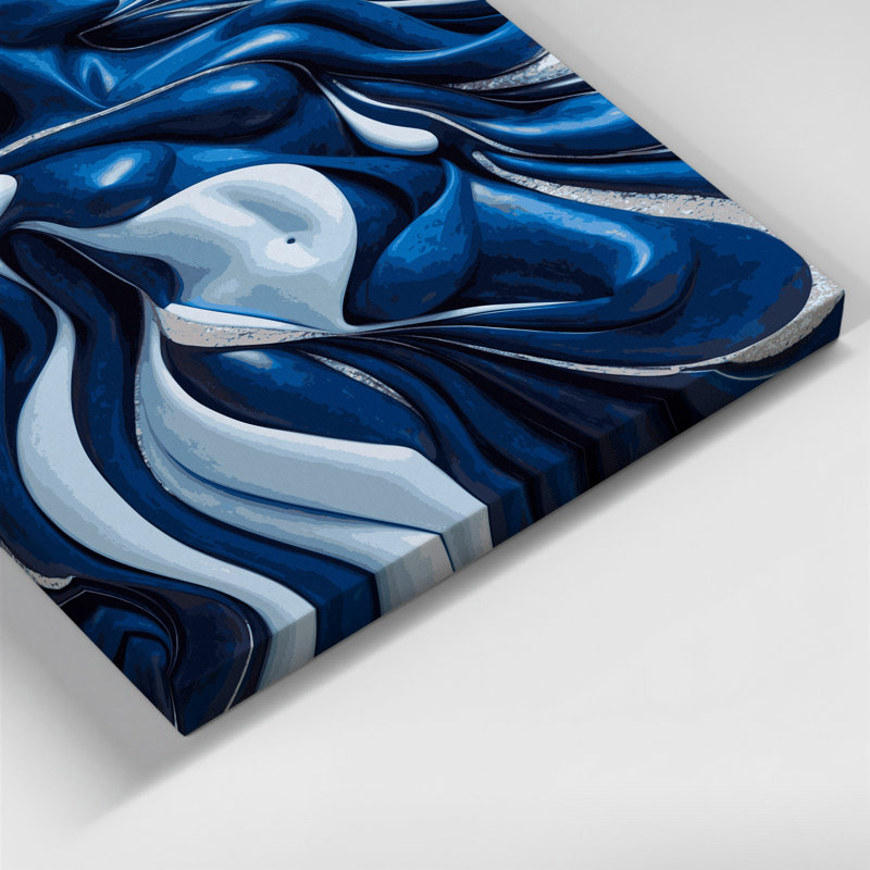 Art mural abstrait sur toile bleue, H 36 po x l 24 po