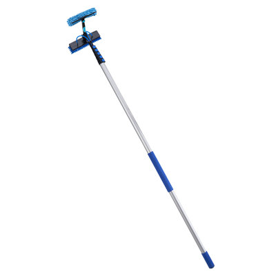 Ensemble de nettoyage de panneau solaire, ensemble de poteau alimenté à l'eau avec brosse de nettoyage, distributeur de savon, poteau télescopique extensible en aluminium de 39 pi, tête de brosse rotative à 180 °, pour panneaux solaires montés sur le toit, fenêtres