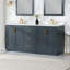 Ensemble de meuble-lavabo double 72 po avec comptoir en pierre d'ingénierie blanche sans miroir Gazsi-435269777