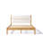 Upholstered Panels with Natural Rubber Wood Frame Platform Bed, Queen