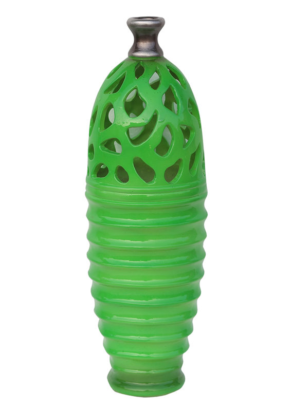 Vase de jardin 15 ", Vert lime / Gris