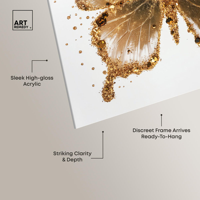 Art de papillon en acrylique «Lemon Glow Wings» par Art Remedy, prêt à être accroché, H 12 po x l 12 po