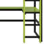 Élégant lit mezzanine en bois avec bureau intégré, support de rangement et lumière RVB-383990186-383990199