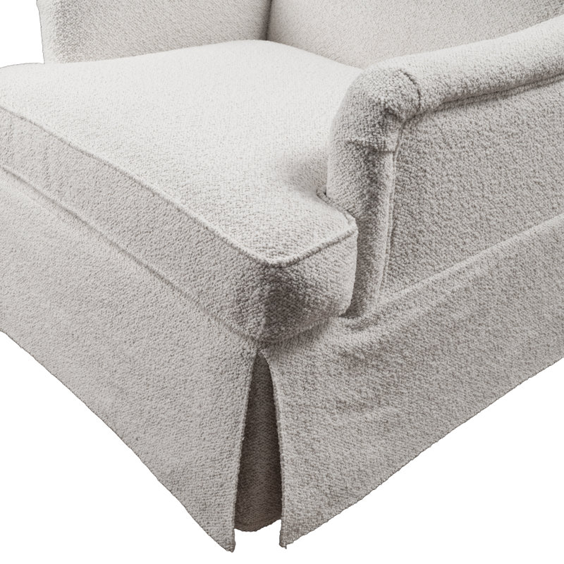28'' Wide Swivel Upholstered Accent Armchair, White Boucle
