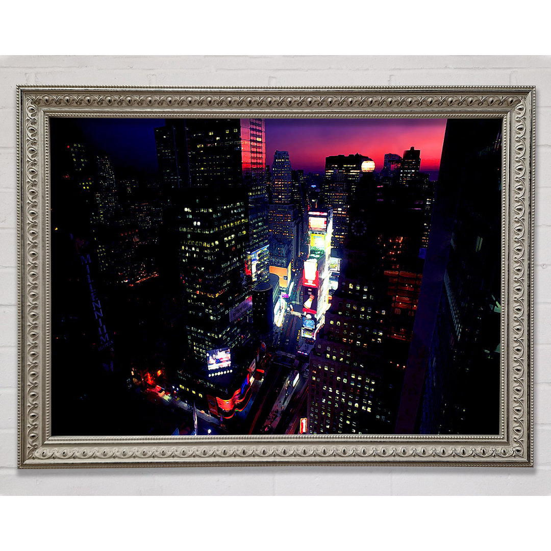 Gerahmtes Wandbild New York City Rosa Himmel