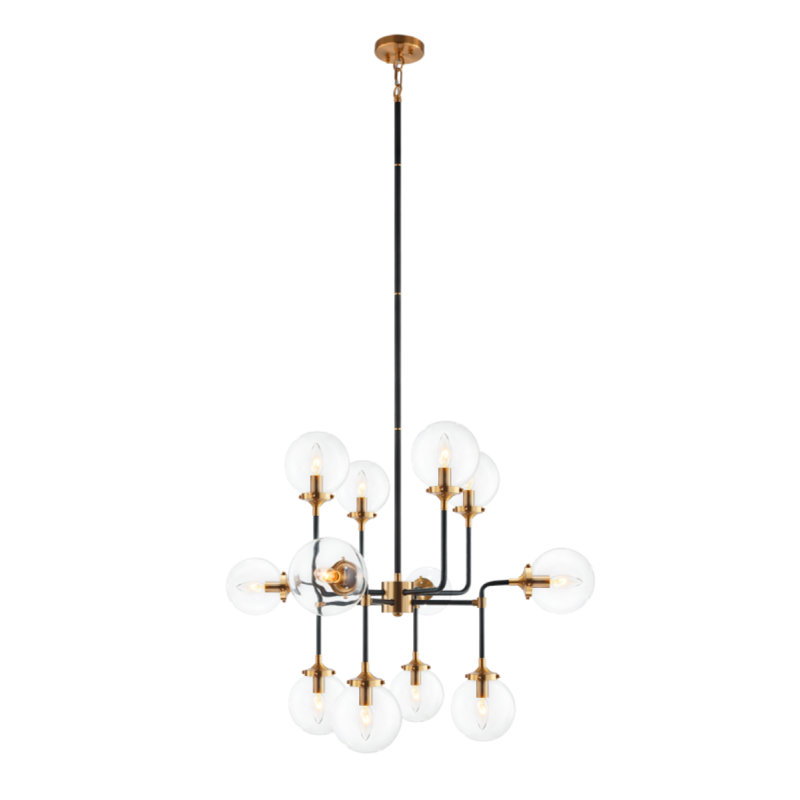 Lustre spoutnik en laiton Valentino, Or antique, Effets brisés, 24" Length x 27" Height