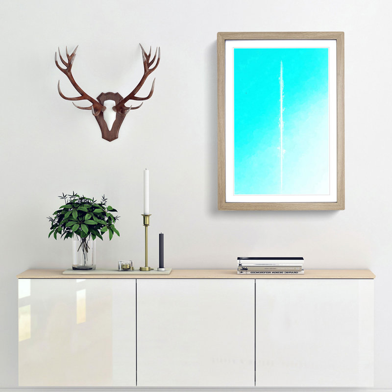 Plane in the Sky - Framed Print, 50cm H x 35cm W x 2cm D, Oak
