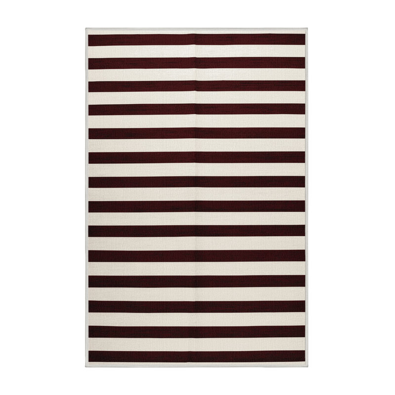 Tapis beige à rayures horizontales lavable à la machine, Tapis de couloir 2 pi x 5 pi
