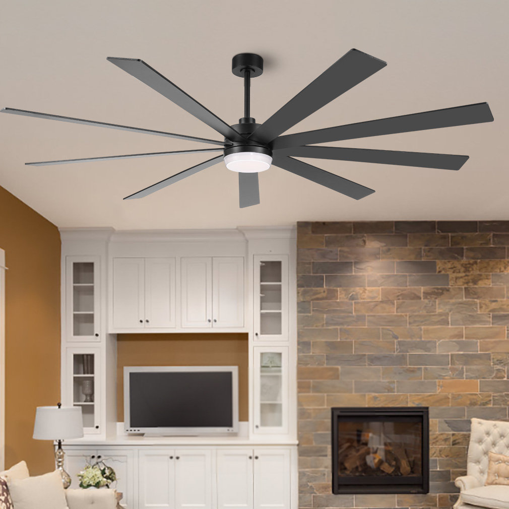 72" Meadowlands 9 - Blade LED Standard Ceiling Fan with Remote Control and Light Kit Included Wade Logan® 
