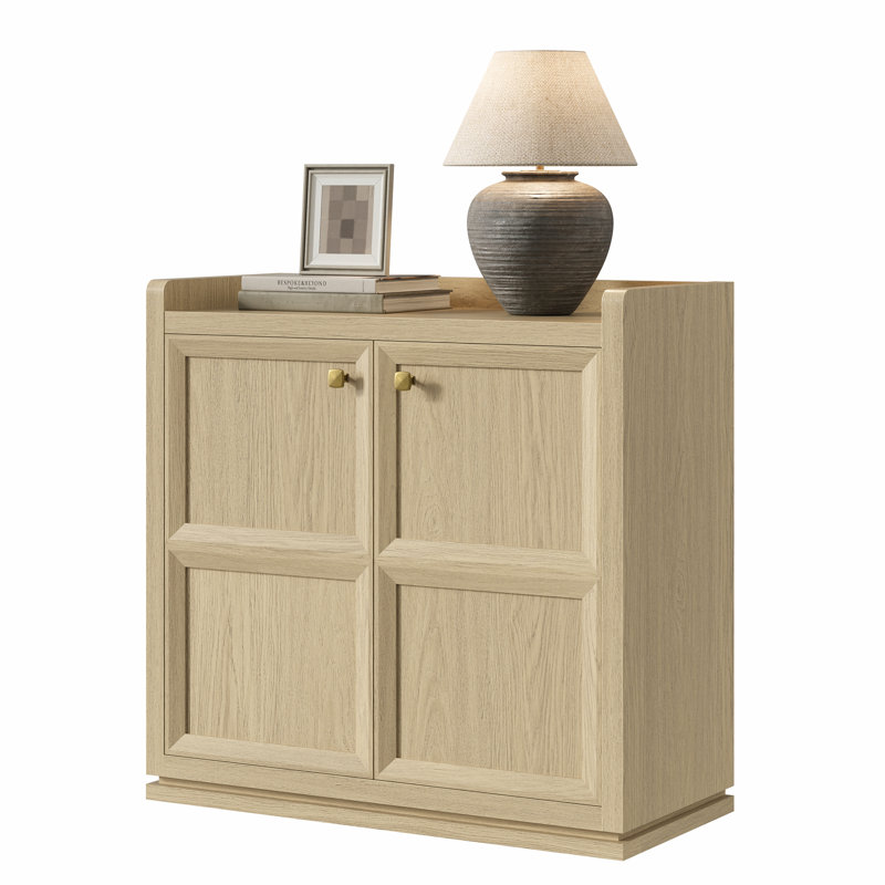 Helio 34'' Sideboard With Adjustable Shelf and Safe Round Corners, Light Oak, 2