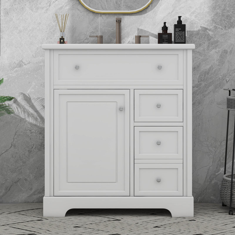 Stylish And Functional 30" Bathroom Vanity With Sink Top, Drawers
