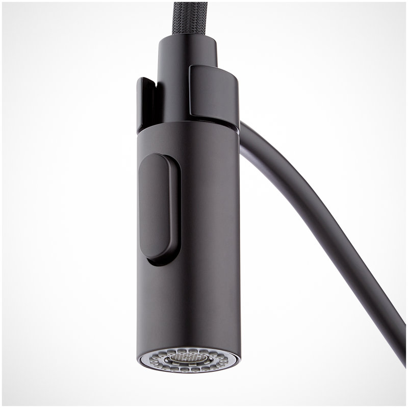 Eiler Kitchen Faucet with Pull Down Spring Spout with Deck Plate- Matte Black, Matte Black