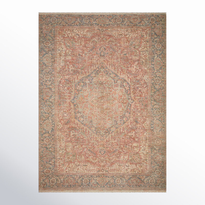 Jacarra Square Amanda Oriental Hand-Woven Flatweave  1'6" x 1'6" Beige/Red Area Rug, Rectangle 9'3" x 13'