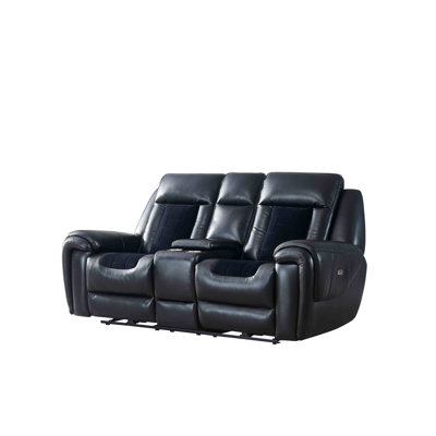 ALVINIA BLANCHE BLACK/VELVET POWER CONSOLE RECLINING LS WITH LED