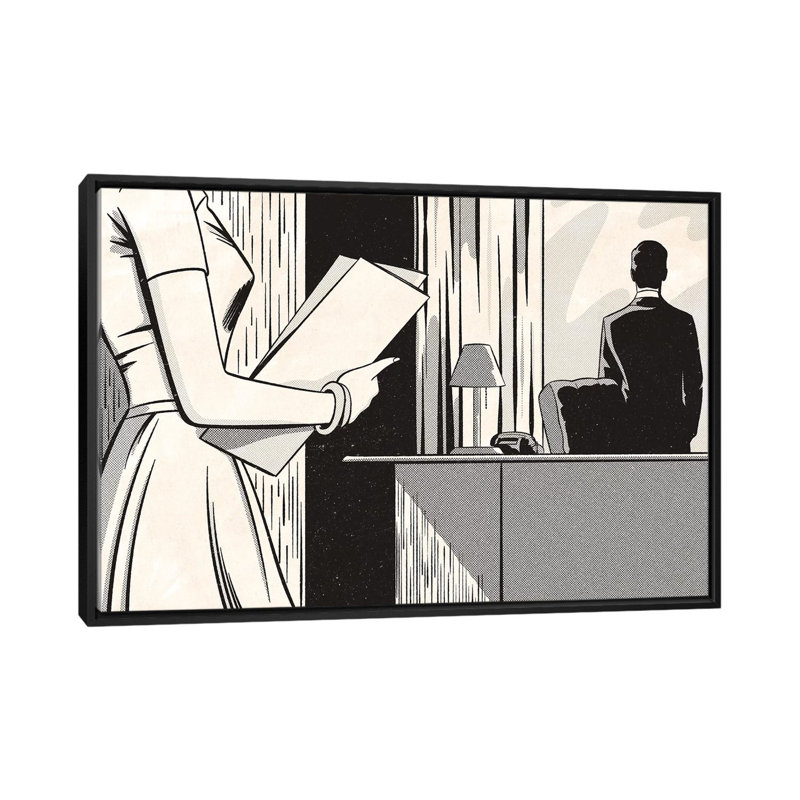 Noir Office by Joseph McDermott - Print on Canvas, Black Framed, 152.5 cm H x 101.5 cm W