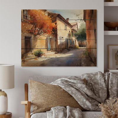 Méditerranée, village III, impression sur bois