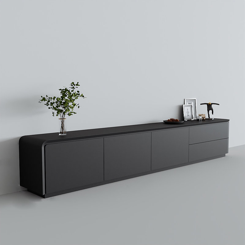 Open TV stand with large storage, Black
