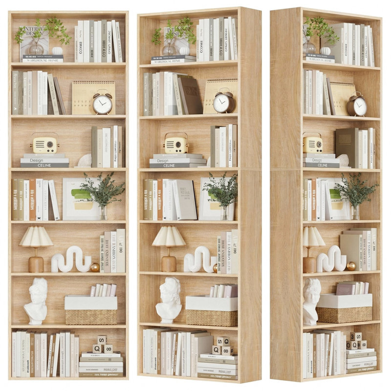 Ensemble de 3 bibliothèques standard à 3 niveaux H 82,5 po, Brun