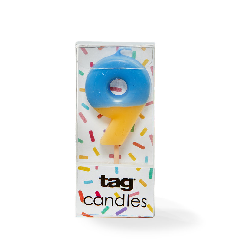 Bougie Digit 9 - bougie de gâteau amusante pour les célébrations, 1,18 po x 1,77 po, temps de combustion de 0,07 heure, facile à nettoyer, utilisation quotidienne