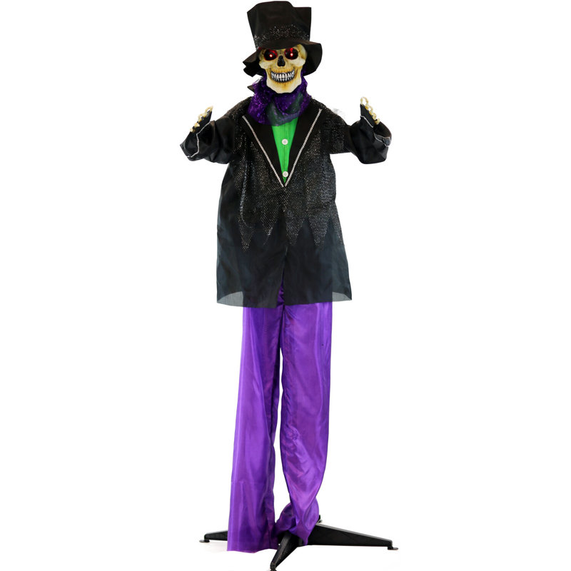 Skeletons Haunted Hill Farm 5 pi. Marty Voodoo squelette marié, Halloween animatronique aux yeux rouges