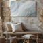 Toile d'une composition abstraite sereine avec de douces vagues fluides d'art mural translucide blanc et gris pâle entrecoupées d'art mural sur toile-389537172