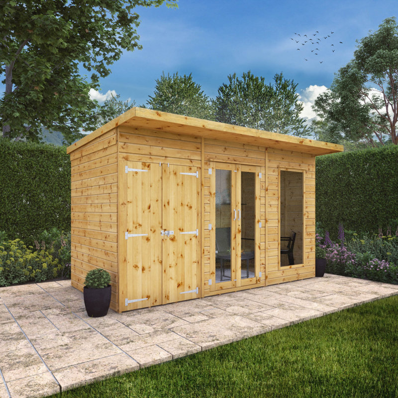Mercia 12 x 6ft Maine Pent Summerhouse With Side Shed