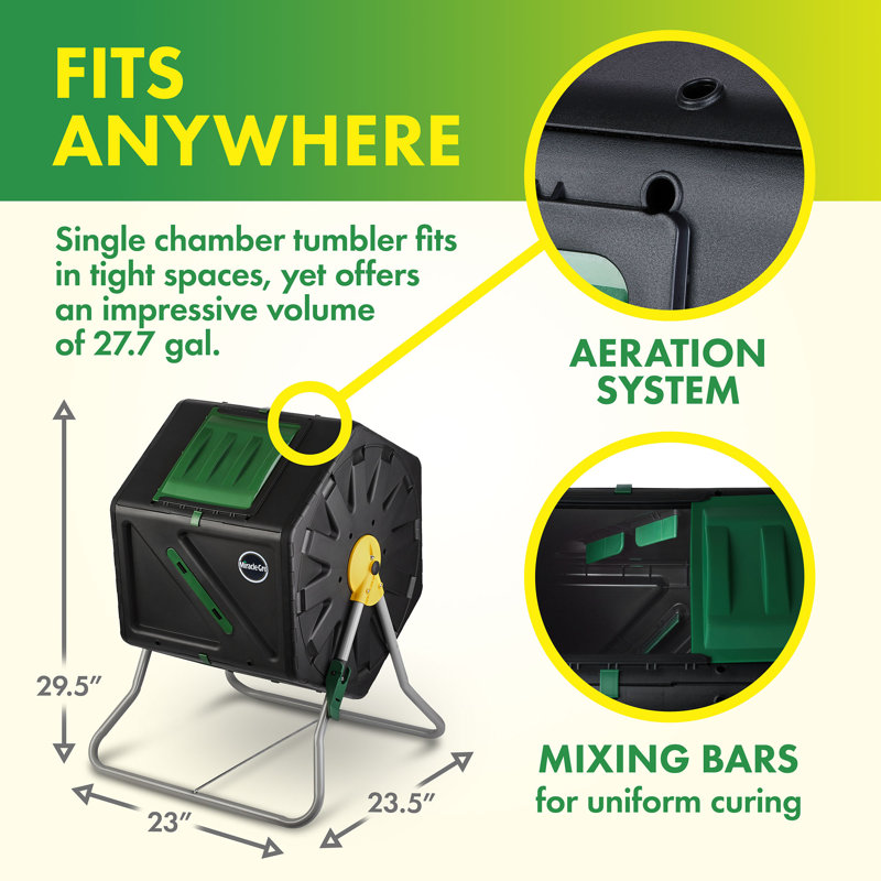 Plastic Outdoor Tumbler Composter with Latching Lid, 27.7 Gallons