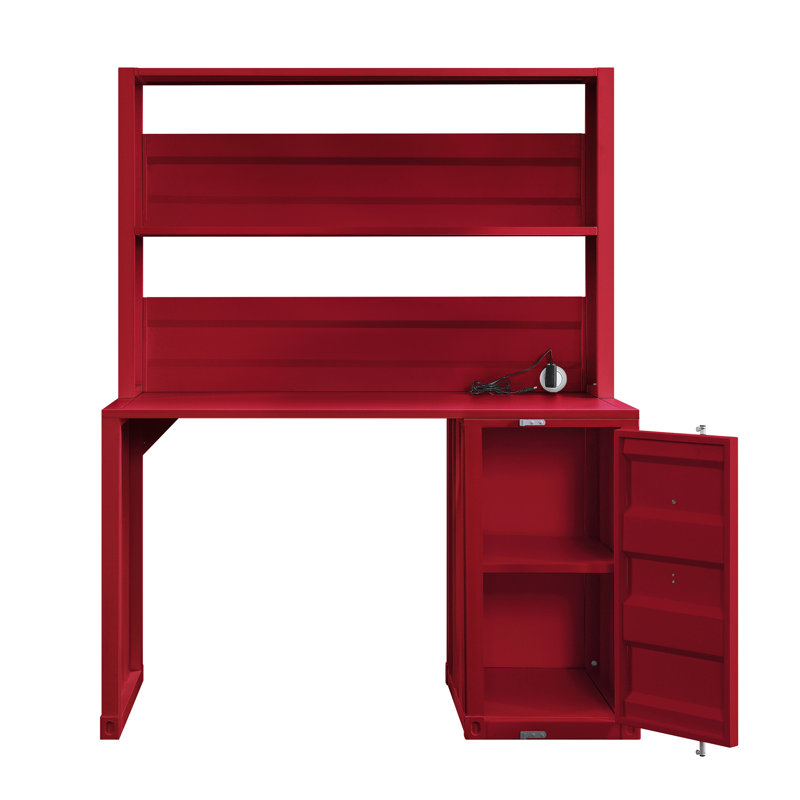 Bureau d'écriture à finition rouge Cargo avec huche (sans les chaises de bureau)