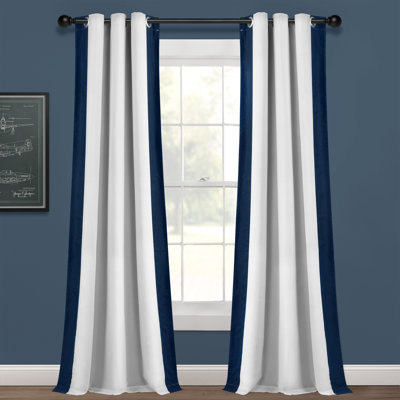 Block Border Blackout Curtain Single Panel